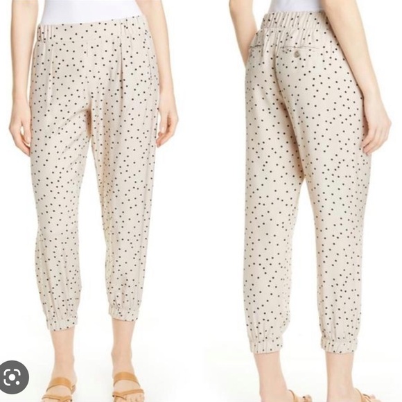 ATM silk joggers pants in beige polka dots - Picture 1 of 10